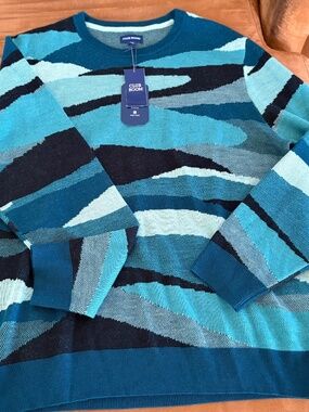 Club Room Blue Tones Camo Camouflage Wool Blend Mens Sweater--Large